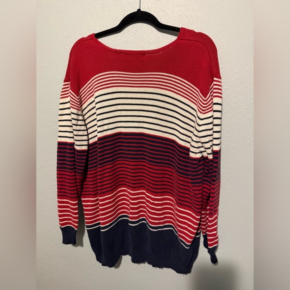 Elisabeth by Liz Claiborne 1X Red, White, and Blue V-Neck Sweater - Picture 2 of 3